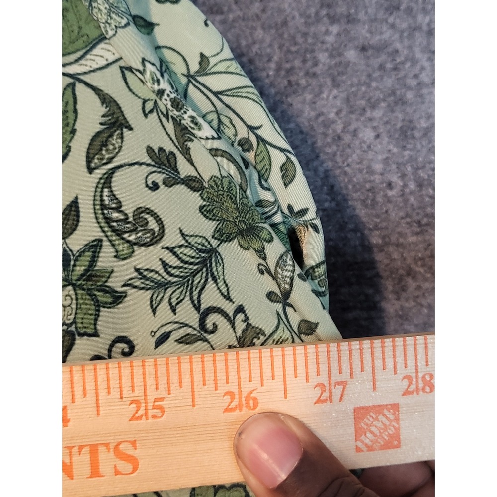 Woman Within 2X Floral Button Down 3/4 Sleeve Green Casual Shirt Top Blouse Cuff - Picture 5 of 10